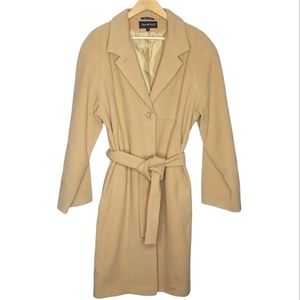 Sandro Vintage Wool Belted Tie Dress Coat In Camel